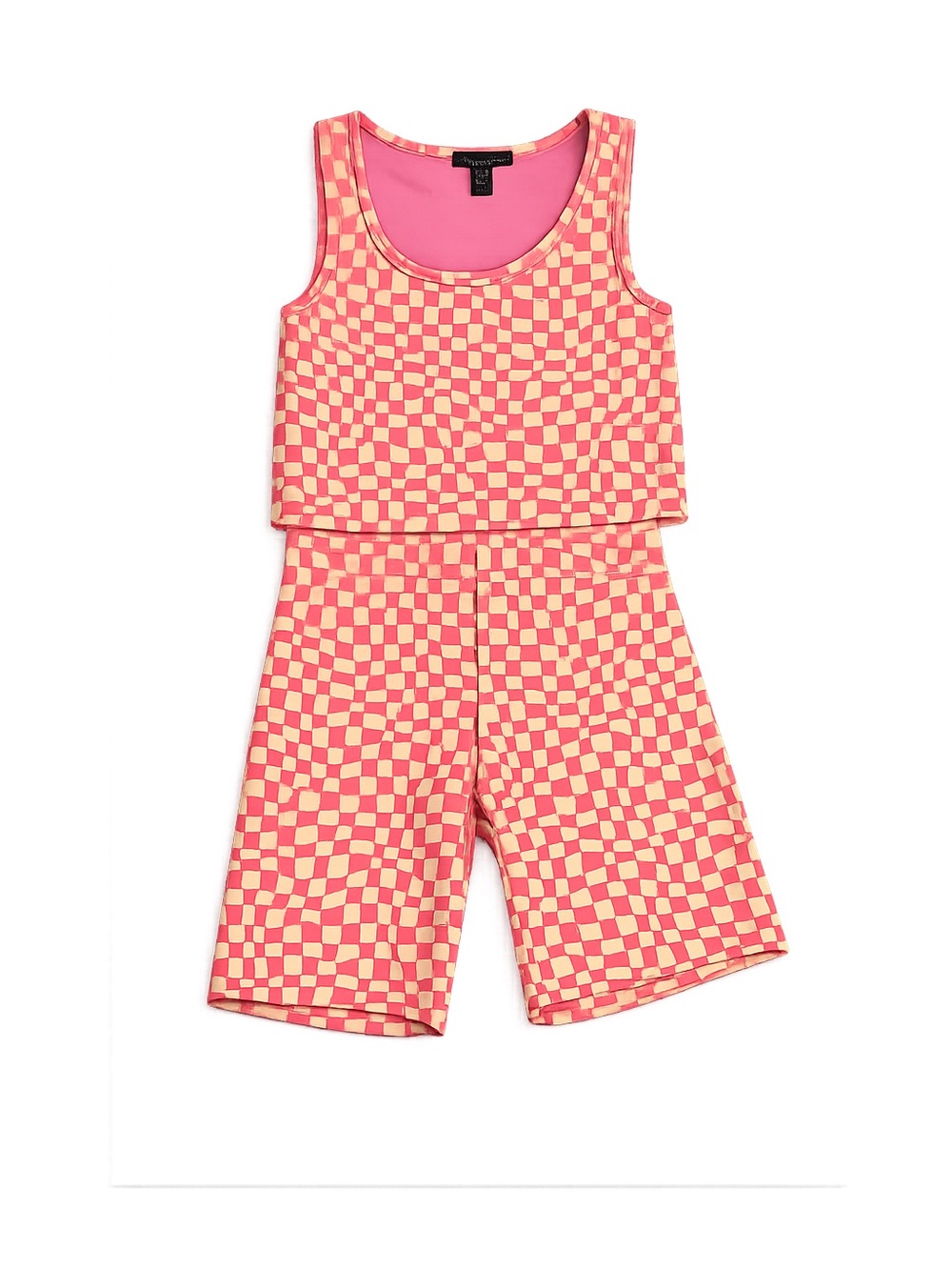 Forever 21 Pink & Cream Checkerboard Tank and Shorts Set